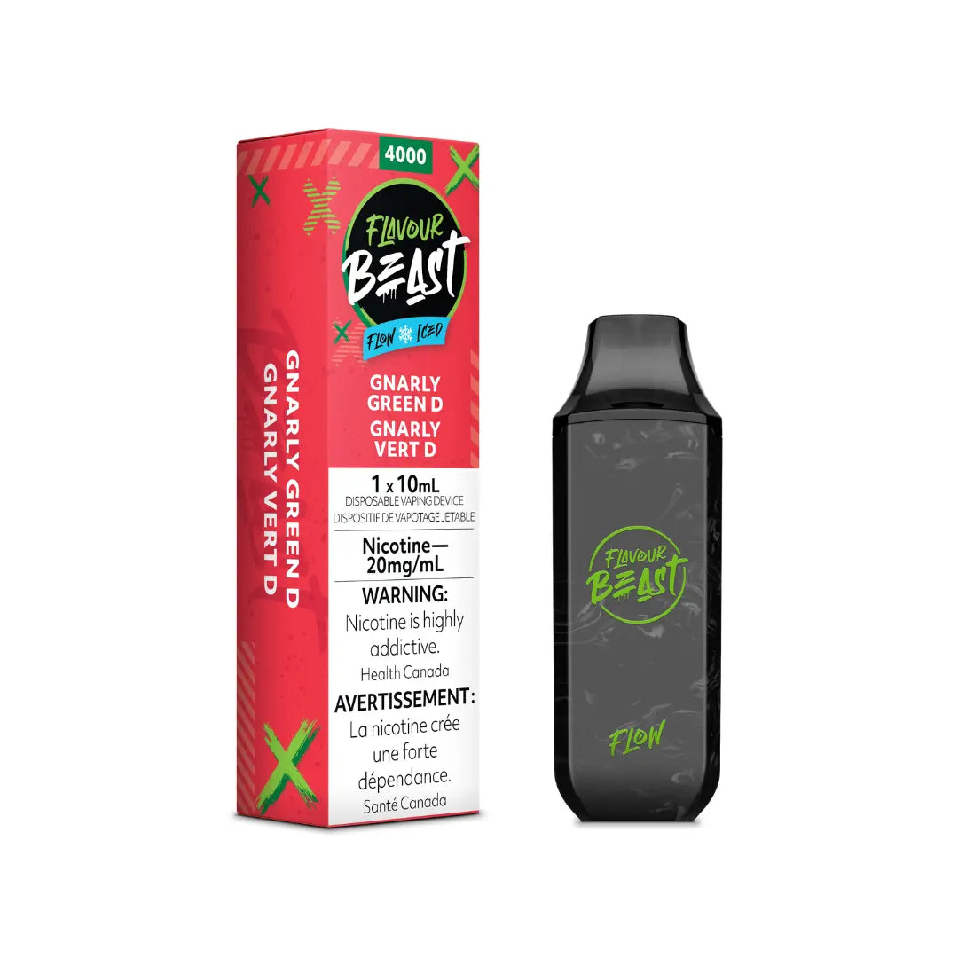 Flavour Beast 4K Flow Iced Disposable Vape Gnarly Green D