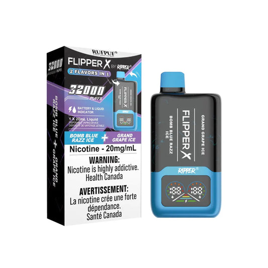 Rufpuf Flipper X 32K Bomb Blue Razz Ice Plus Grand Grape Ice Disposable Pod