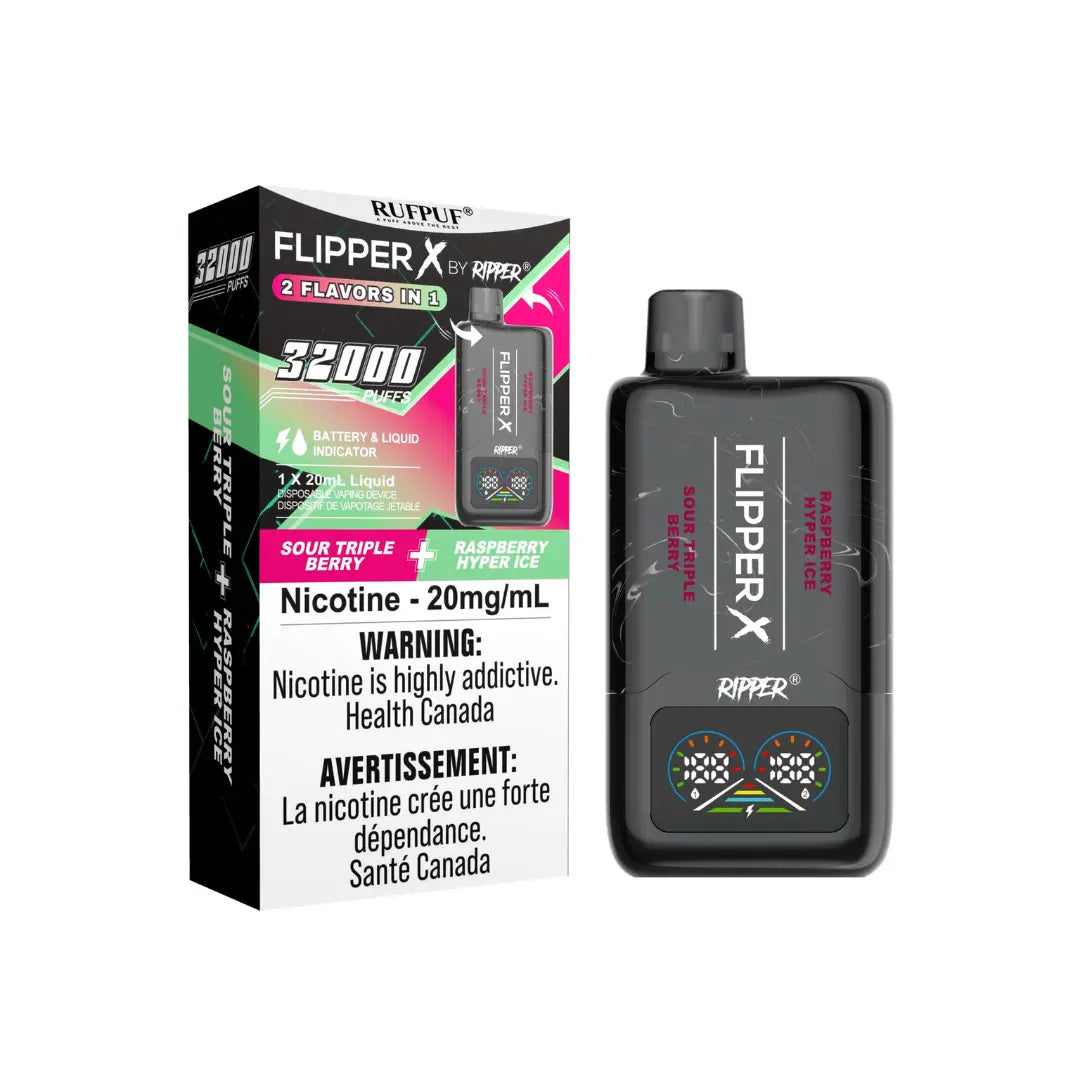 Rufpuf Flipper X 32K Sour Triple Berry Plus Raspberry Hyper Ice Disposable Pod