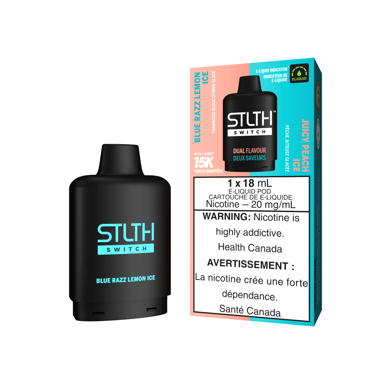 STLTH Loop 2 Switch Pod Blue Razz Lemon Ice Plus Juicy Peach Ice