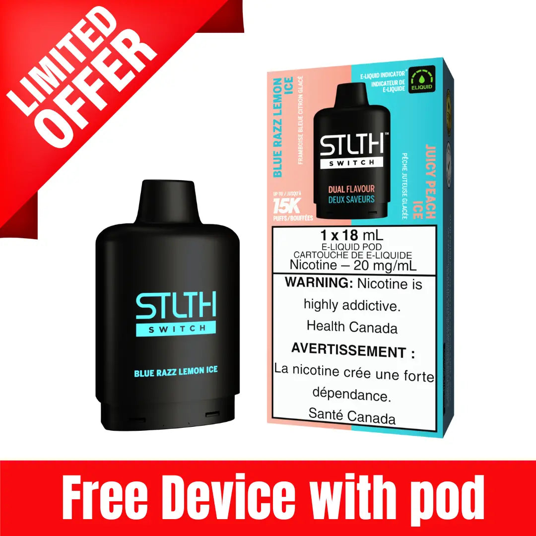 STLTH Loop 2 Switch Pod Blue Razz Lemon Plus Juicy Peach Ice
