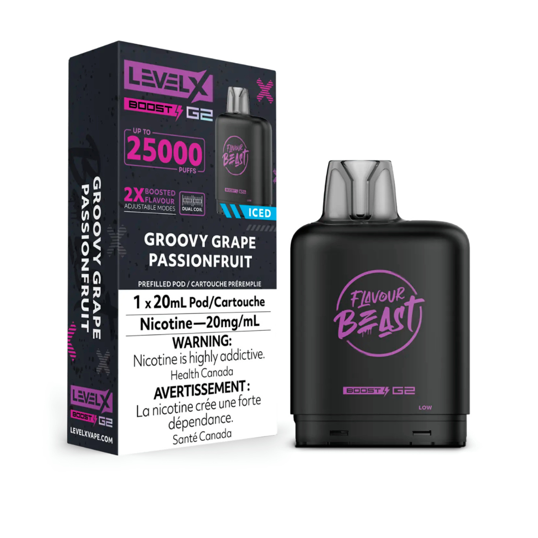 Flavour Beast Level X Boost 25K Disposable Pod Groovy Grape Passionfruit