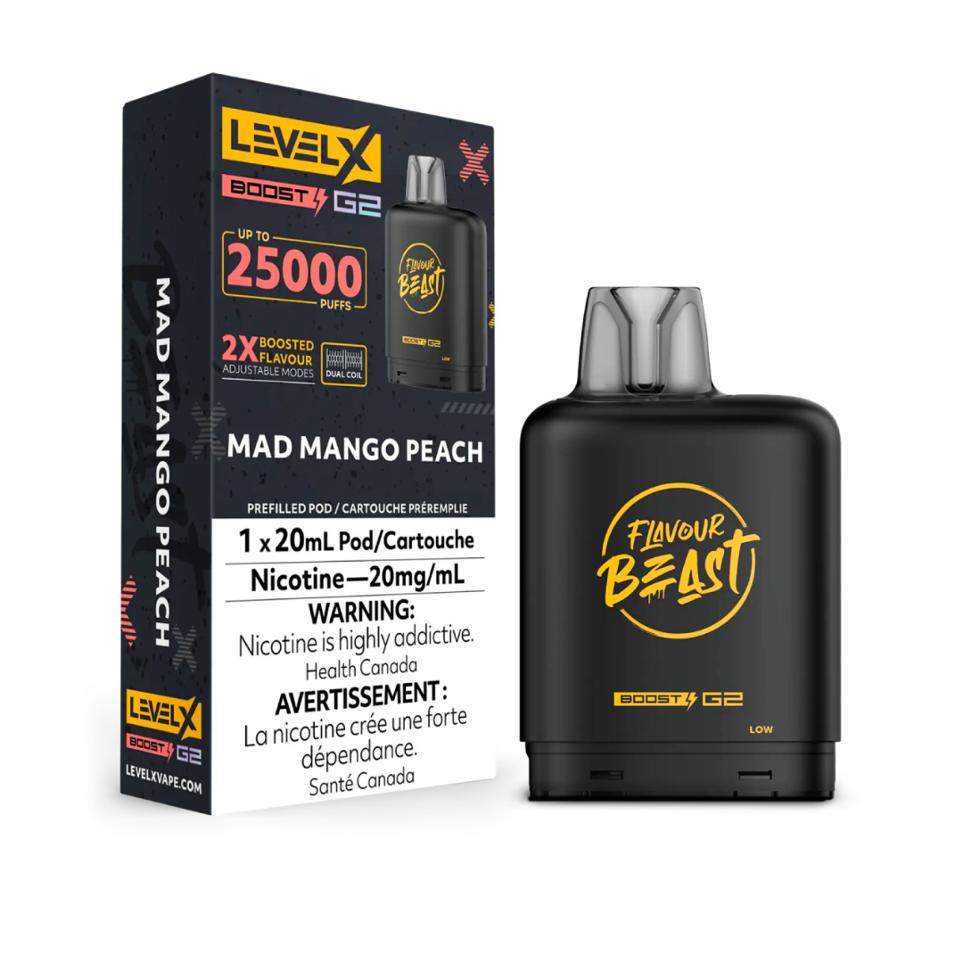 Flavour Beast Level X Boost 25K Disposable Pod Mad Mango Peach 