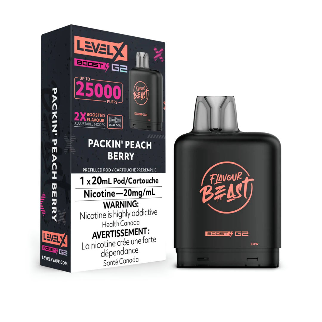 Flavour Beast Level X Boost 25K Disposable Pod Packin'Peach Berry