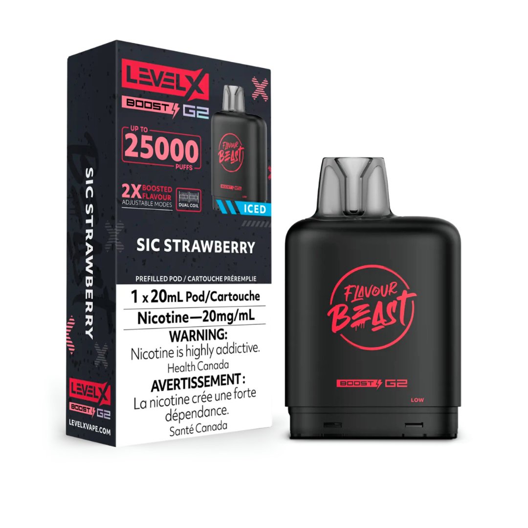 Flavour Beast Level X Boost 25K Disposable Pod Sic Strawberry