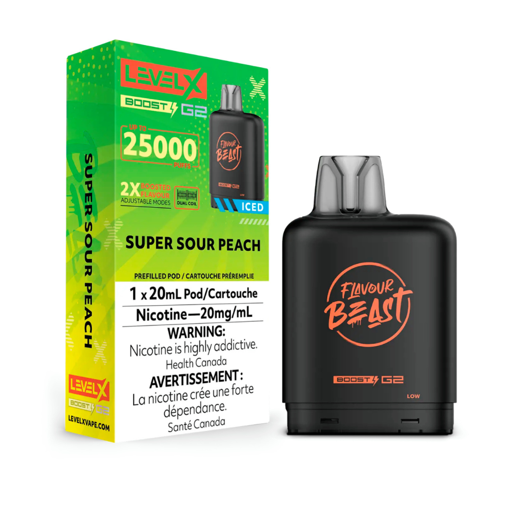 Flavour Beast Level X Boost 25K Disposable Pod Super Sour Peach