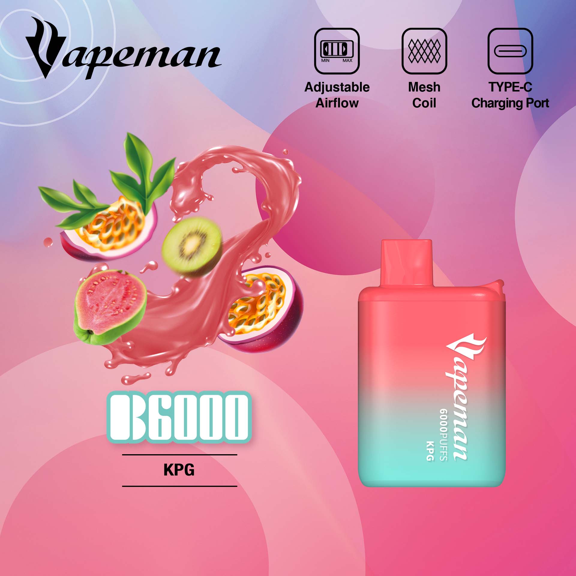 Vapeman - B6000 - KPG -  Disposable Vape Device - Salt Nicotine 